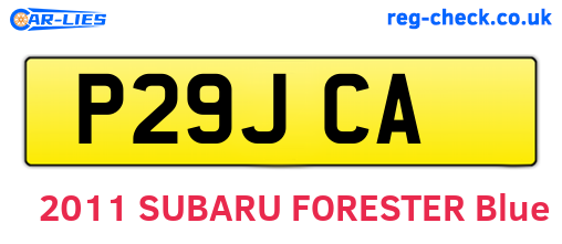 P29JCA are the vehicle registration plates.
