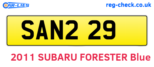 SAN229 are the vehicle registration plates.