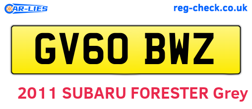 GV60BWZ are the vehicle registration plates.