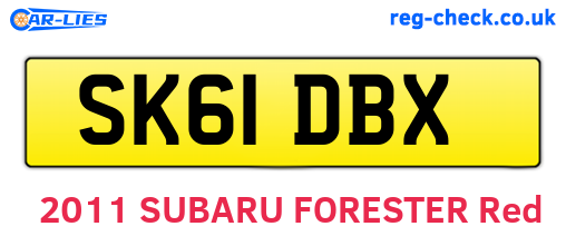 SK61DBX are the vehicle registration plates.