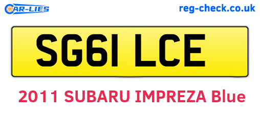 SG61LCE are the vehicle registration plates.