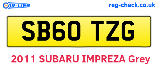SB60TZG are the vehicle registration plates.