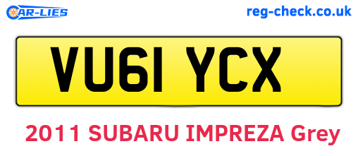 VU61YCX are the vehicle registration plates.
