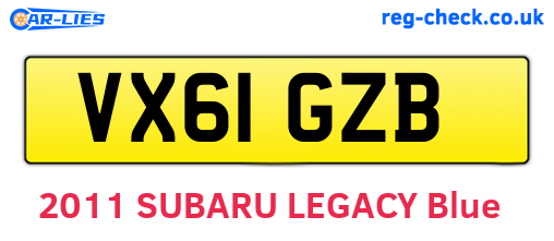 VX61GZB are the vehicle registration plates.