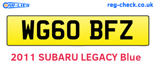 WG60BFZ are the vehicle registration plates.