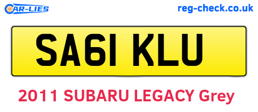 SA61KLU are the vehicle registration plates.