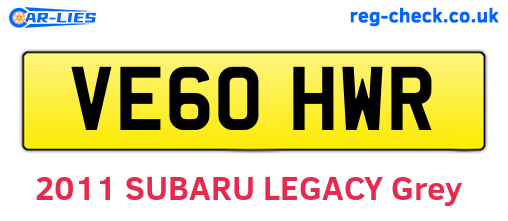 VE60HWR are the vehicle registration plates.