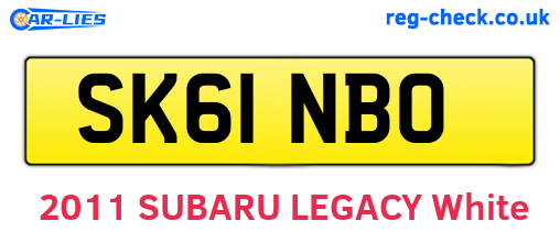 SK61NBO are the vehicle registration plates.