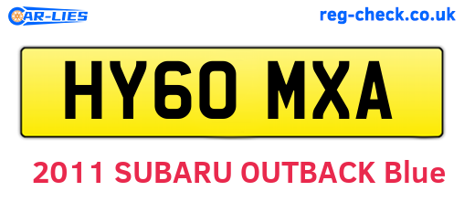 HY60MXA are the vehicle registration plates.