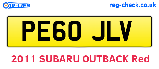 PE60JLV are the vehicle registration plates.