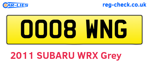 OO08WNG are the vehicle registration plates.