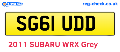 SG61UDD are the vehicle registration plates.