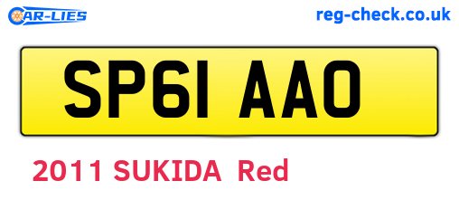 SP61AAO are the vehicle registration plates.