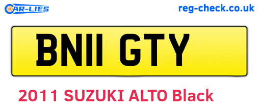 BN11GTY are the vehicle registration plates.