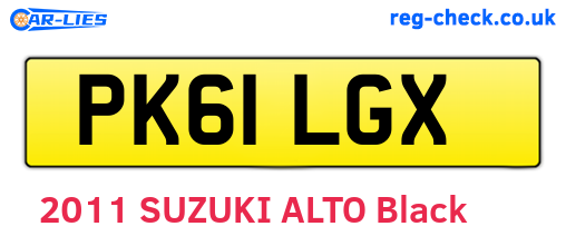 PK61LGX are the vehicle registration plates.