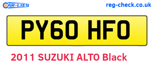 PY60HFO are the vehicle registration plates.