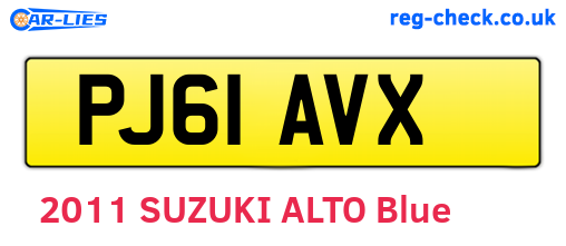 PJ61AVX are the vehicle registration plates.