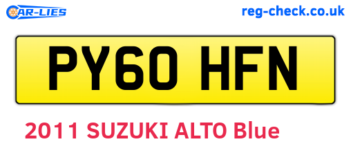 PY60HFN are the vehicle registration plates.