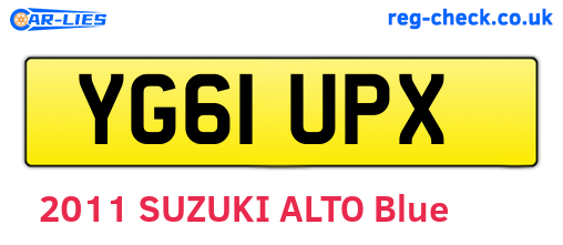 YG61UPX are the vehicle registration plates.