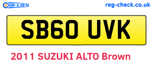 SB60UVK are the vehicle registration plates.