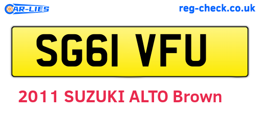 SG61VFU are the vehicle registration plates.