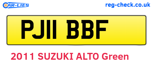 PJ11BBF are the vehicle registration plates.