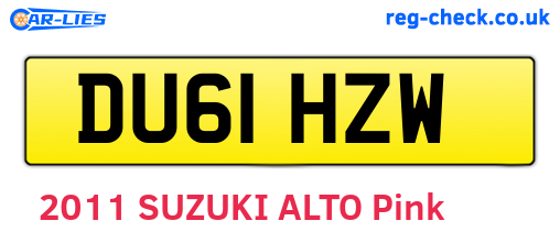 DU61HZW are the vehicle registration plates.