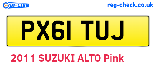 PX61TUJ are the vehicle registration plates.