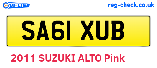 SA61XUB are the vehicle registration plates.