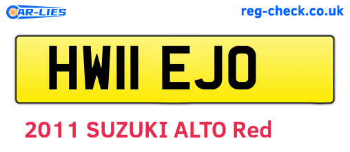 HW11EJO are the vehicle registration plates.
