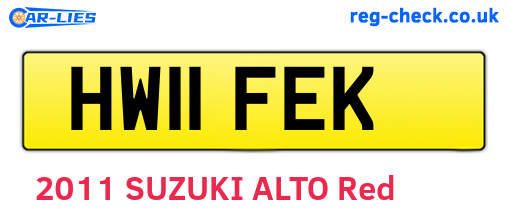 HW11FEK are the vehicle registration plates.