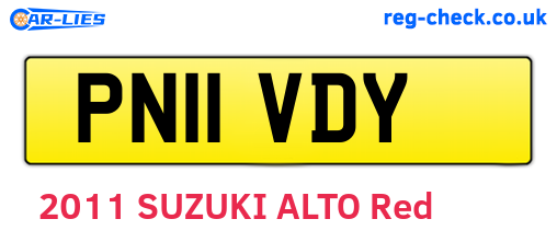 PN11VDY are the vehicle registration plates.