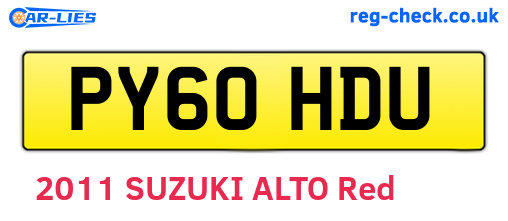 PY60HDU are the vehicle registration plates.