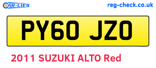 PY60JZO are the vehicle registration plates.