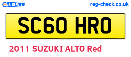 SC60HRO are the vehicle registration plates.