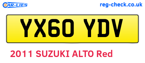 YX60YDV are the vehicle registration plates.