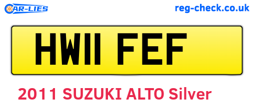 HW11FEF are the vehicle registration plates.