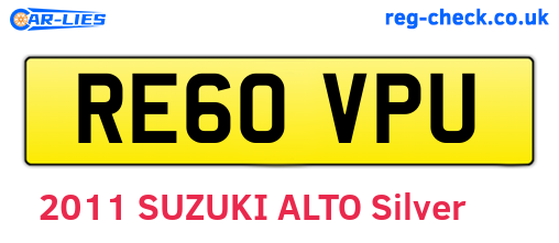 RE60VPU are the vehicle registration plates.