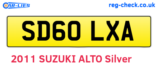 SD60LXA are the vehicle registration plates.