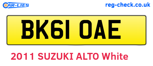 BK61OAE are the vehicle registration plates.