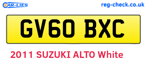 GV60BXC are the vehicle registration plates.