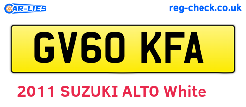 GV60KFA are the vehicle registration plates.