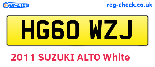 HG60WZJ are the vehicle registration plates.
