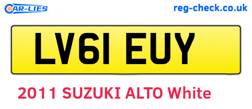 LV61EUY are the vehicle registration plates.