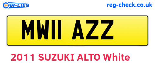 MW11AZZ are the vehicle registration plates.
