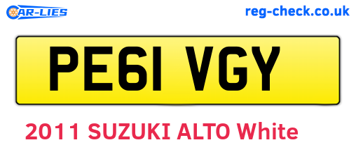 PE61VGY are the vehicle registration plates.