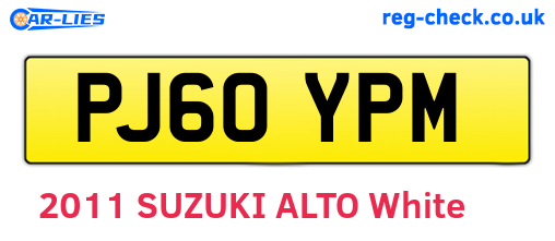 PJ60YPM are the vehicle registration plates.