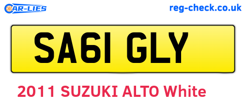 SA61GLY are the vehicle registration plates.