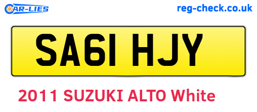 SA61HJY are the vehicle registration plates.
