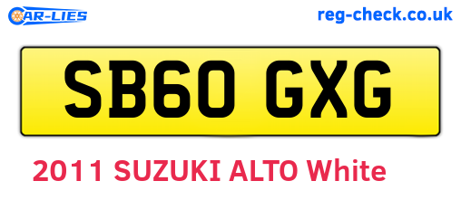 SB60GXG are the vehicle registration plates.